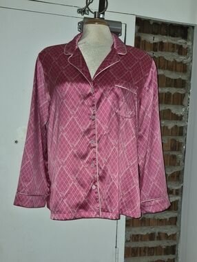 Victoria's Secret Pink White All Over Print Signature Pajama Top Size M Medium